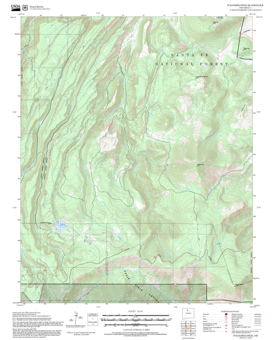 2025 Forest Service Topo Map of Polvadera Peak New Mexico