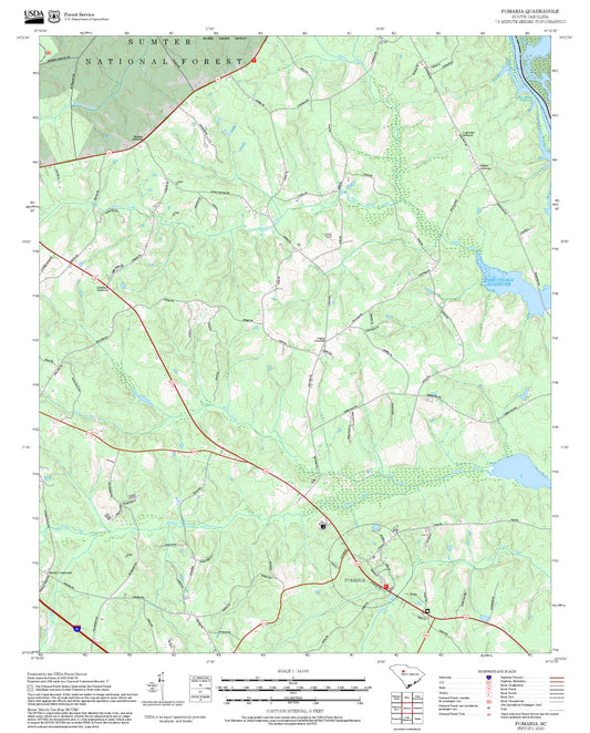 2025 Forest Service Topo Map of Pomaria South Carolina