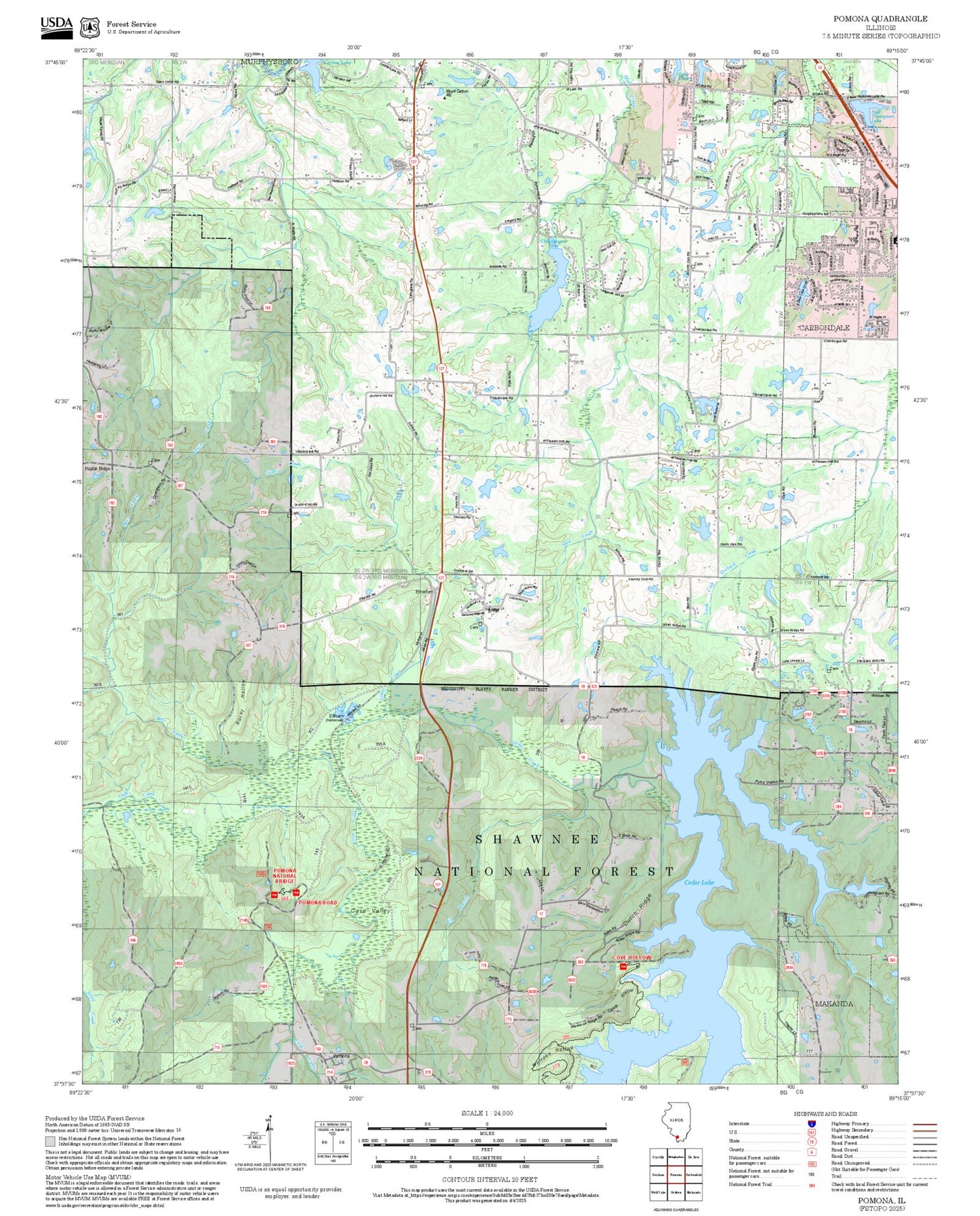 2025 Forest Service Topo Map of Pomona Illinois