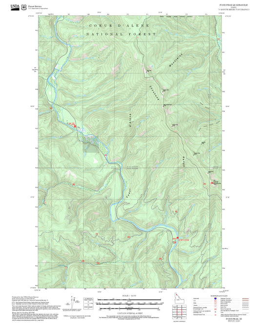 2025 Forest Service Topo Map of Pond Peak Idaho
