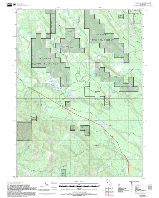 2025 Forest Service Topo Map of Pondosa California