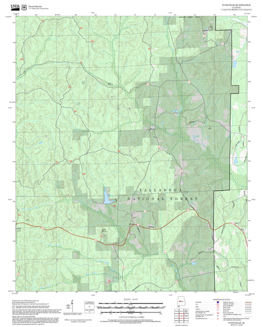 2025 Forest Service Topo Map of Pondville Alabama