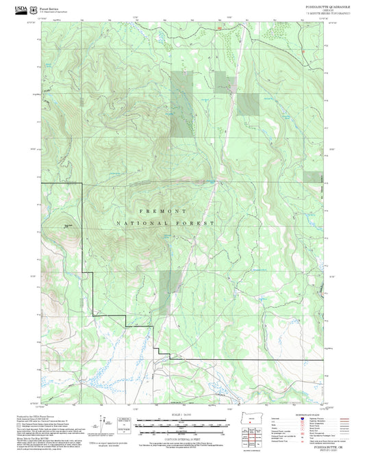 2025 Forest Service Topo Map of Ponina Butte Oregon