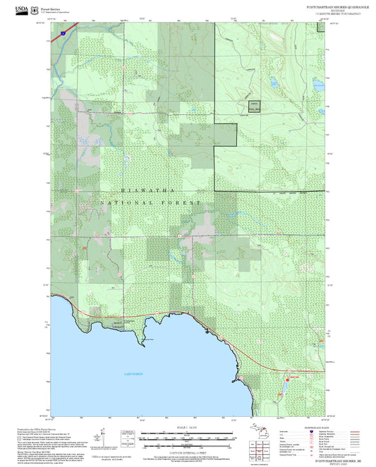 2025 Forest Service Topo Map of Pontchartrain Shores Michigan