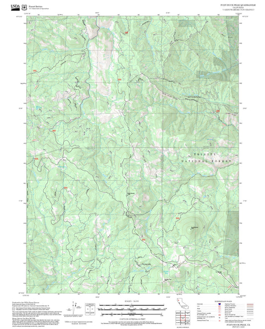 2025 Forest Service Topo Map of Pony Buck Peak California