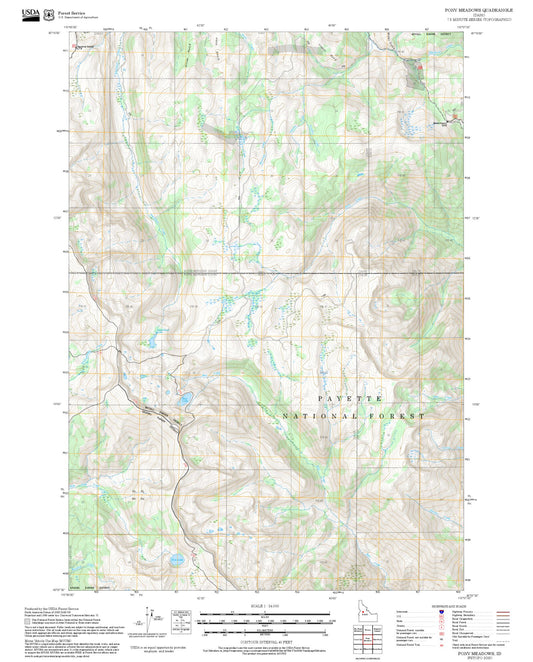 2025 Forest Service Topo Map of Pony Meadows Idaho