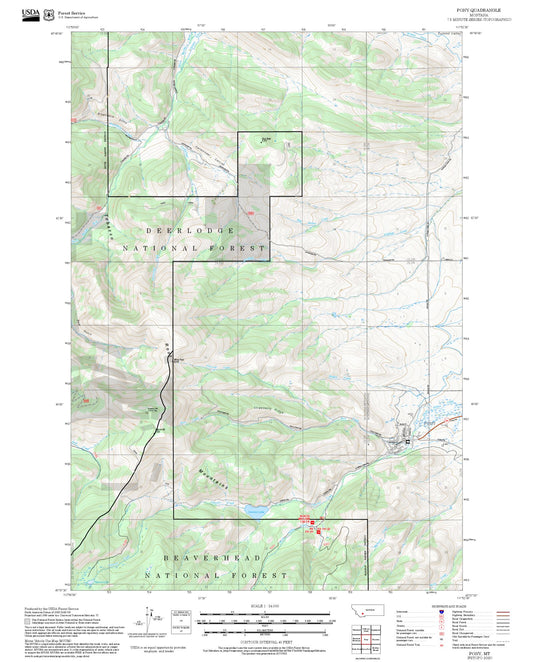2025 Forest Service Topo Map of Pony Montana