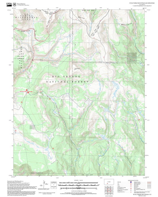 2025 Forest Service Topo Map of Pool Table Mountain Colorado