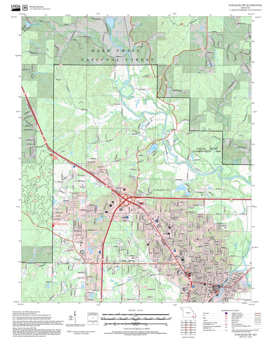 2025 Forest Service Topo Map of Poplar Bluff Missouri