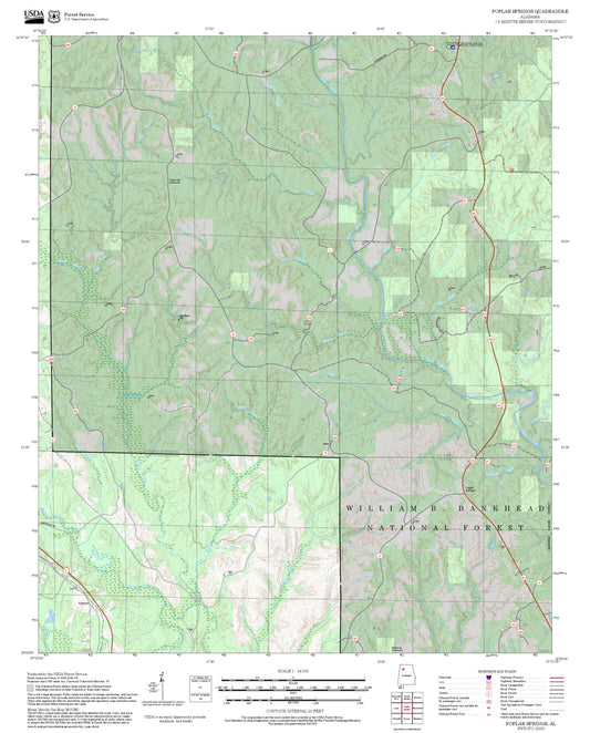 2025 Forest Service Topo Map of Poplar Springs Alabama
