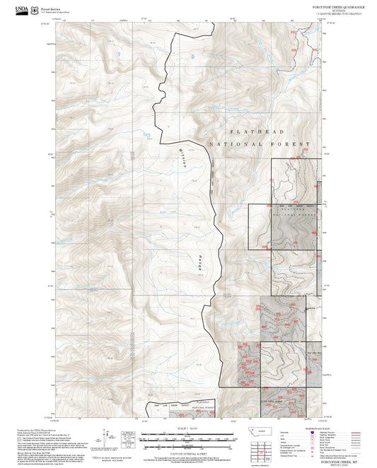 2025 Forest Service Topo Map of Porcupine Creek Montana