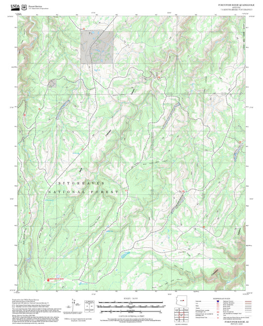 2025 Forest Service Topo Map of Porcupine Ridge Arizona