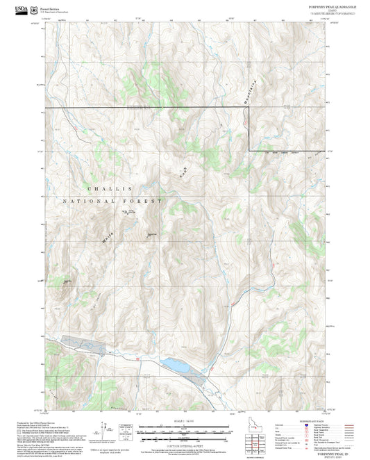 2025 Forest Service Topo Map of Porphyry Peak Idaho