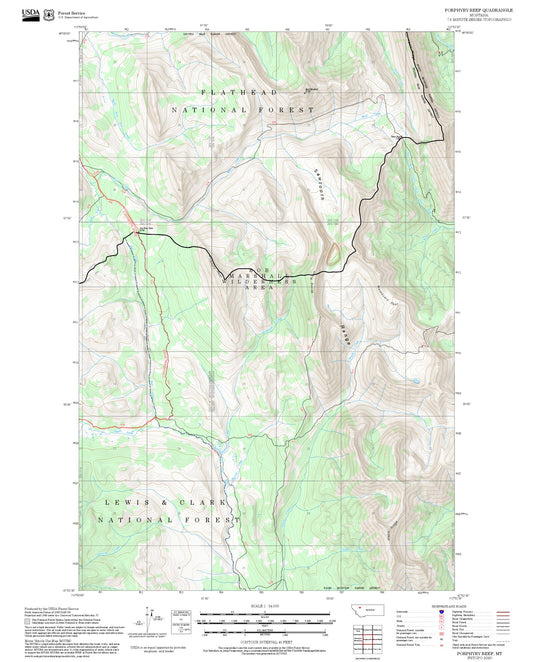 2025 Forest Service Topo Map of Porphyry Reef Montana
