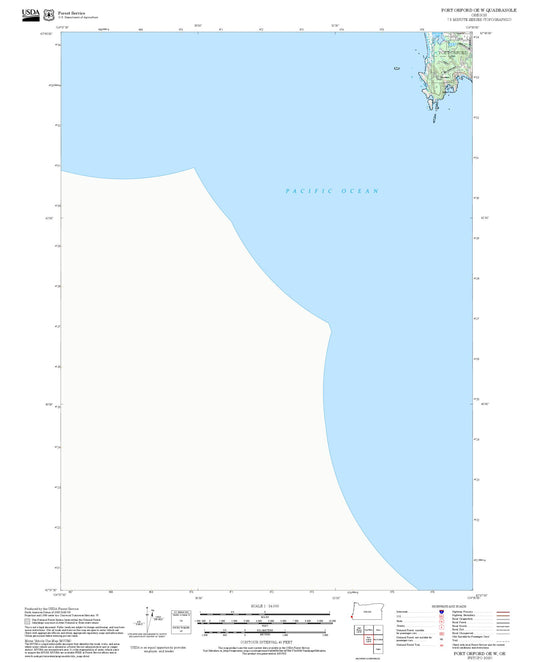 2025 Forest Service Topo Map of Port Orford OE W Oregon