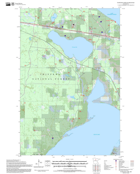 2025 Forest Service Topo Map of Portage Lake Minnesota