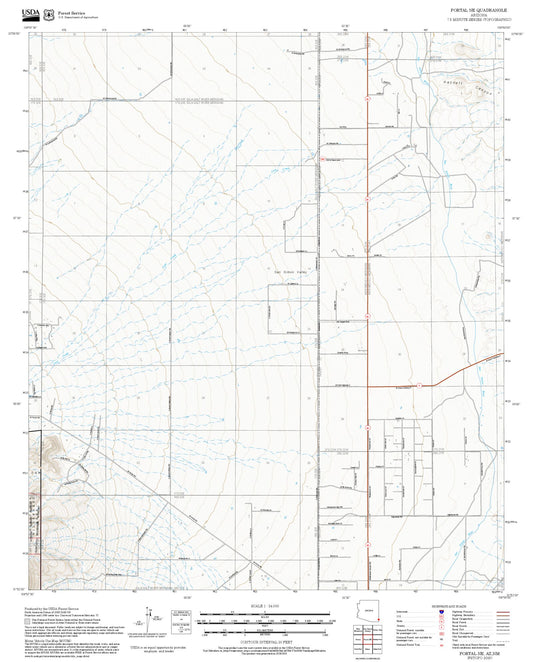 2025 Forest Service Topo Map of Portal NE Arizona