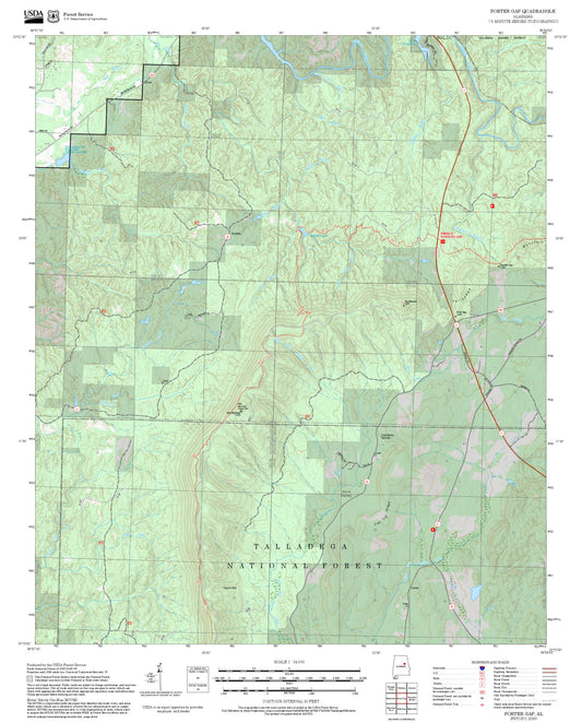 2025 Forest Service Topo Map of Porter Gap Alabama
