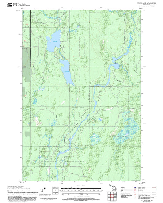 2025 Forest Service Topo Map of Porter Lake Michigan