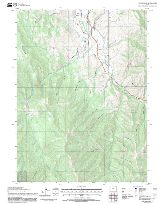 2025 Forest Service Topo Map of Porterville Utah