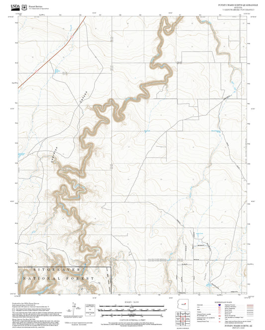 2025 Forest Service Topo Map of Potato Wash North Arizona