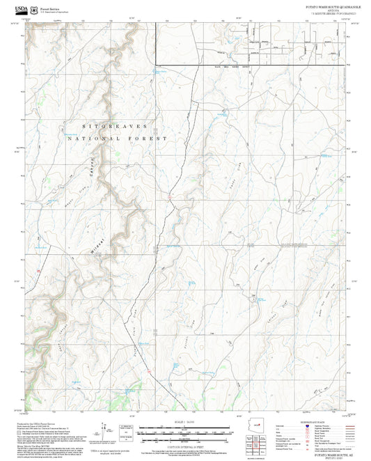 2025 Forest Service Topo Map of Potato Wash South Arizona