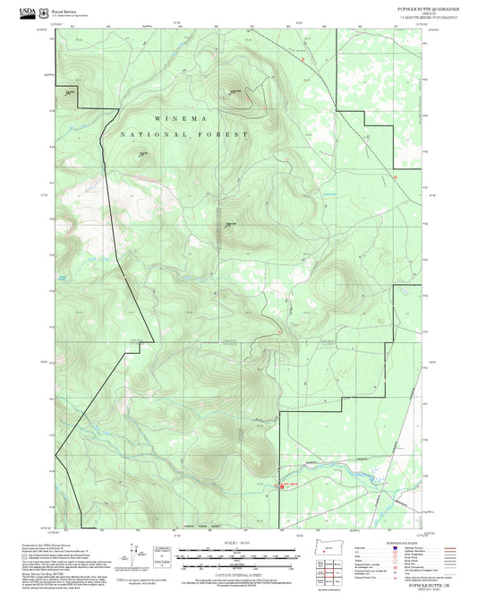 2025 Forest Service Topo Map of Pothole Butte Oregon