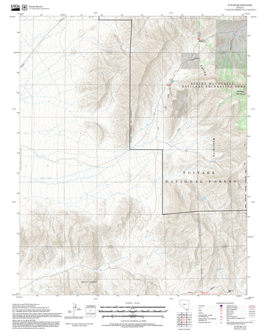 2025 Forest Service Topo Map of Potosi Nevada