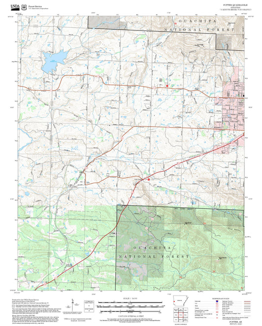 2025 Forest Service Topo Map of Potter Arkansas