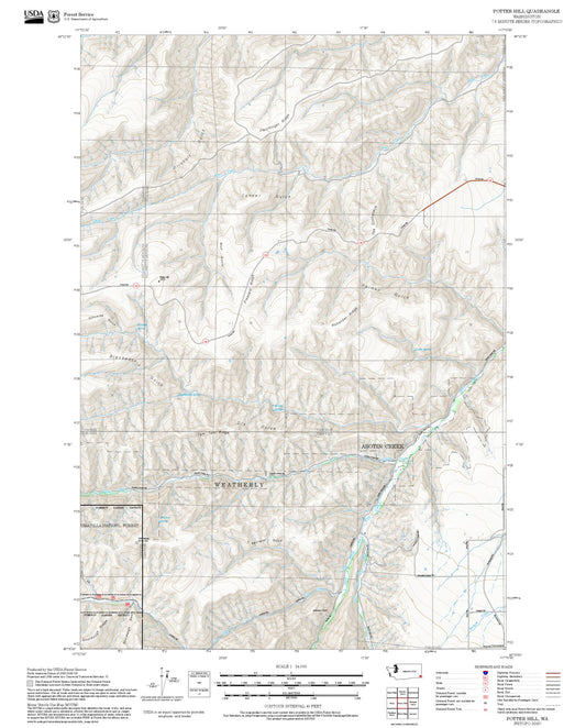 2025 Forest Service Topo Map of Potter Hill Washington