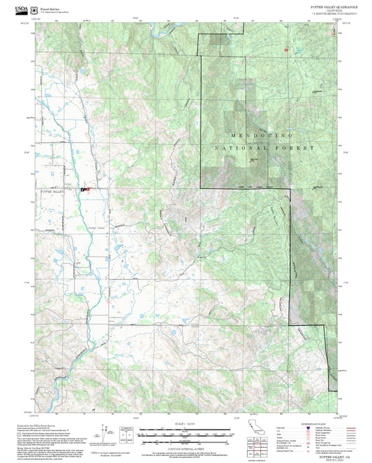 2025 Forest Service Topo Map of Potter Valley California
