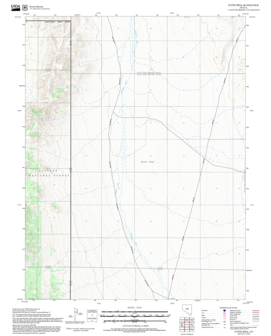2025 Forest Service Topo Map of Potts Well Nevada