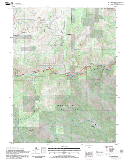 2025 Forest Service Topo Map of Poudre Park Colorado