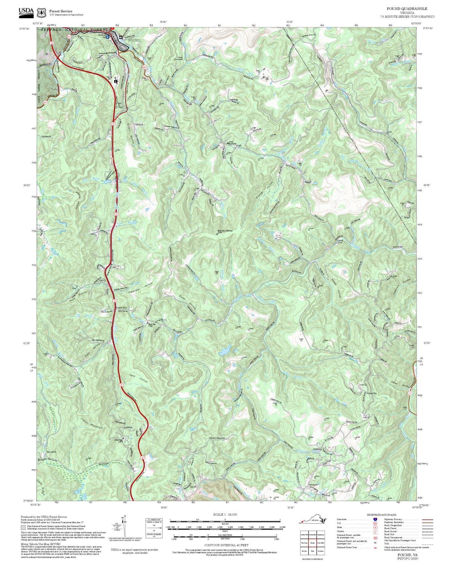2025 Forest Service Topo Map of Pound Virginia