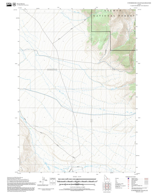 2025 Forest Service Topo Map of Powderhorn Gulch Idaho