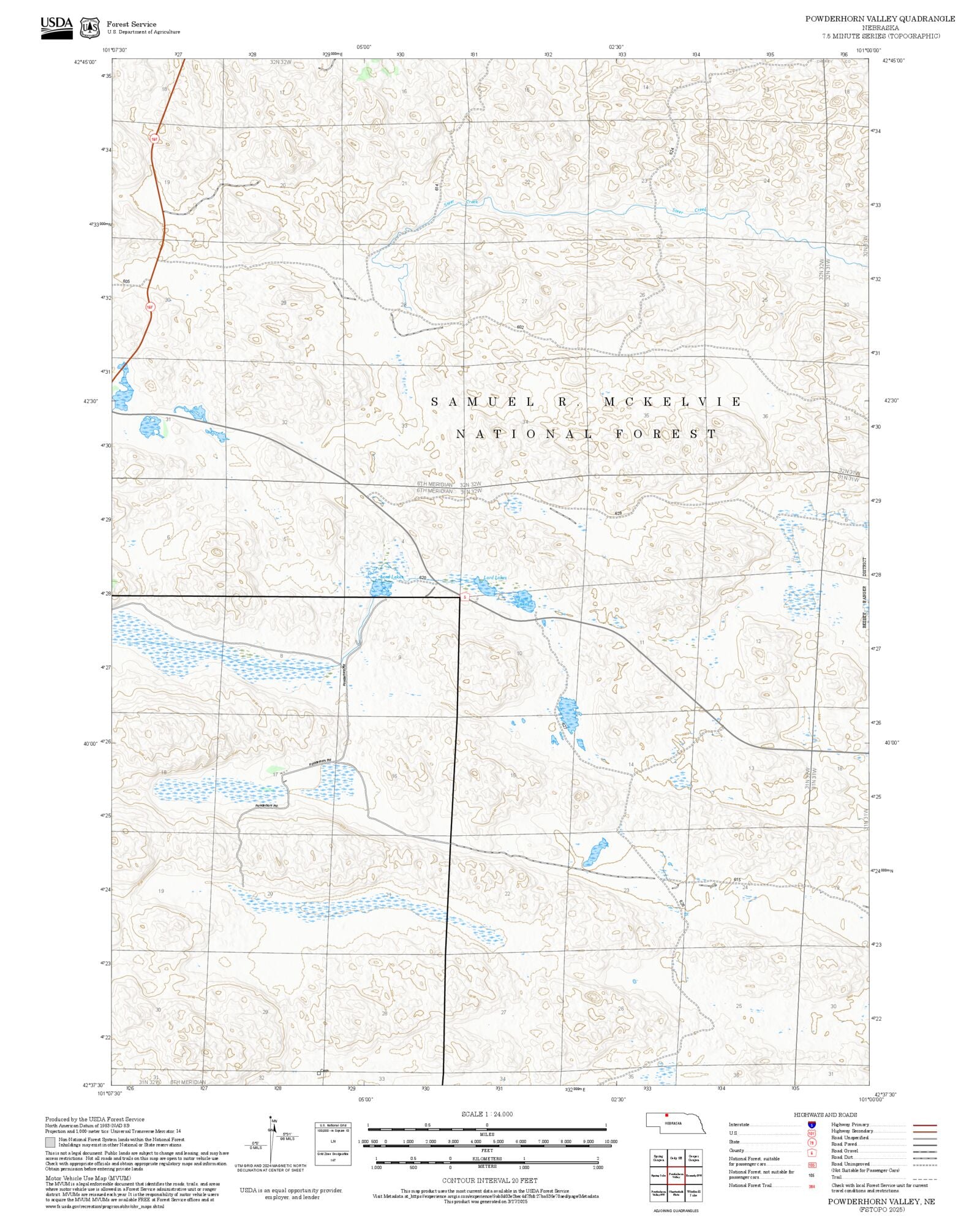 2025 Forest Service Topo Map of Powderhorn Valley Nebraska – MyTopo Map ...
