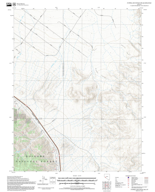 2025 Forest Service Topo Map of Powell Mountain NE Nevada