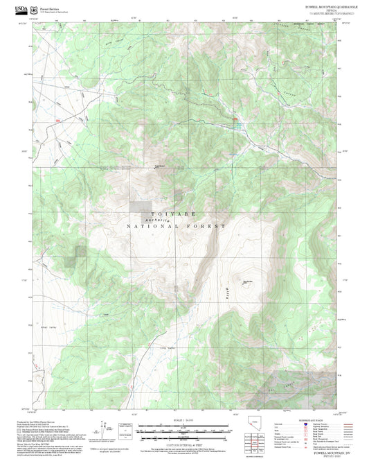 2025 Forest Service Topo Map of Powell Mountain Nevada