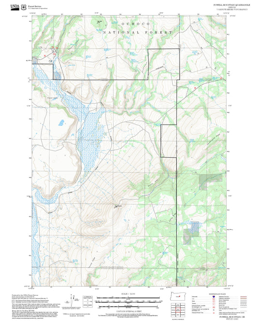 2025 Forest Service Topo Map of Powell Mountain Oregon