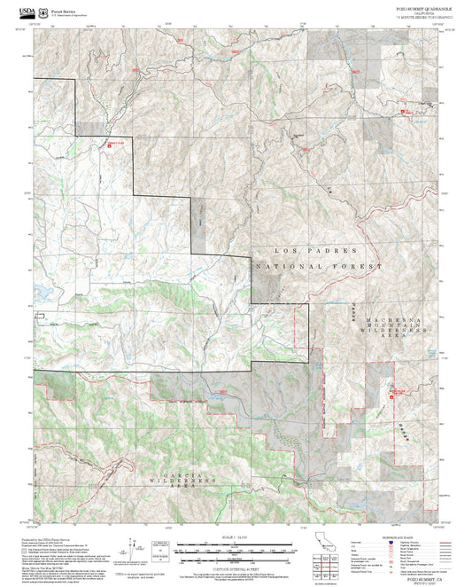2025 Forest Service Topo Map of Pozo Summit California