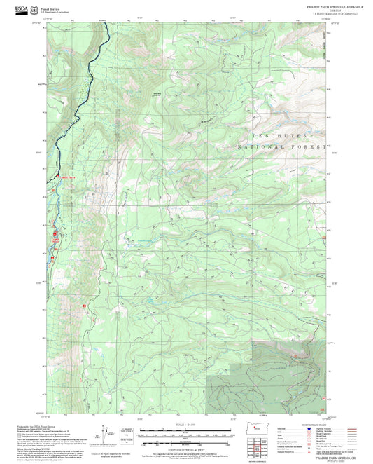 2025 Forest Service Topo Map of Prairie Farm Spring Oregon