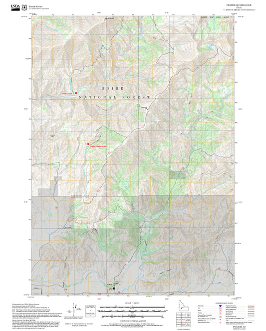 2025 Forest Service Topo Map of Prairie Idaho