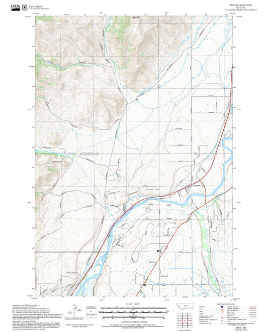 2025 Forest Service Topo Map of Pray Montana