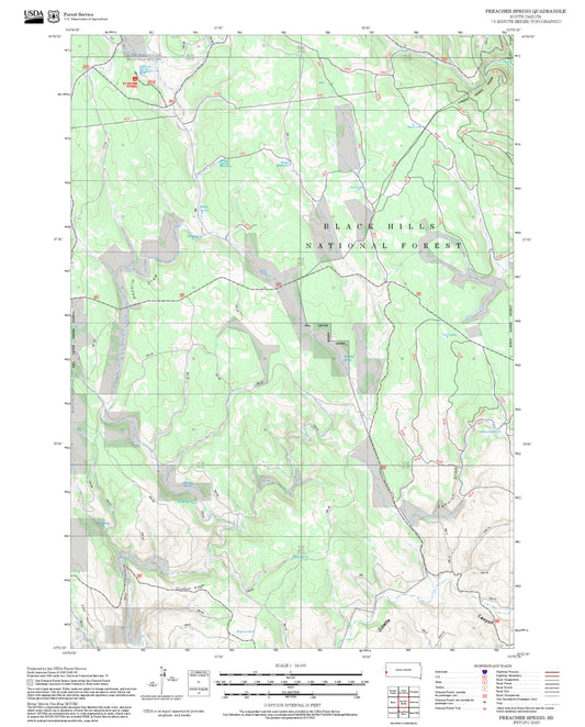 2025 Forest Service Topo Map of Preacher Spring South Dakota