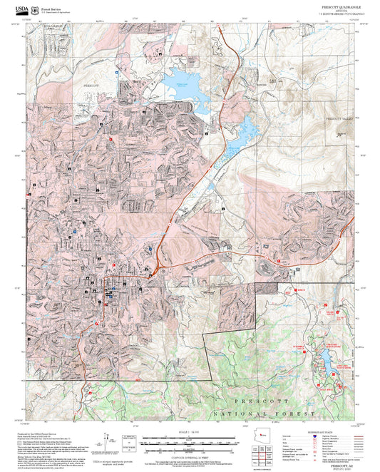 2025 Forest Service Topo Map of Prescott Arizona