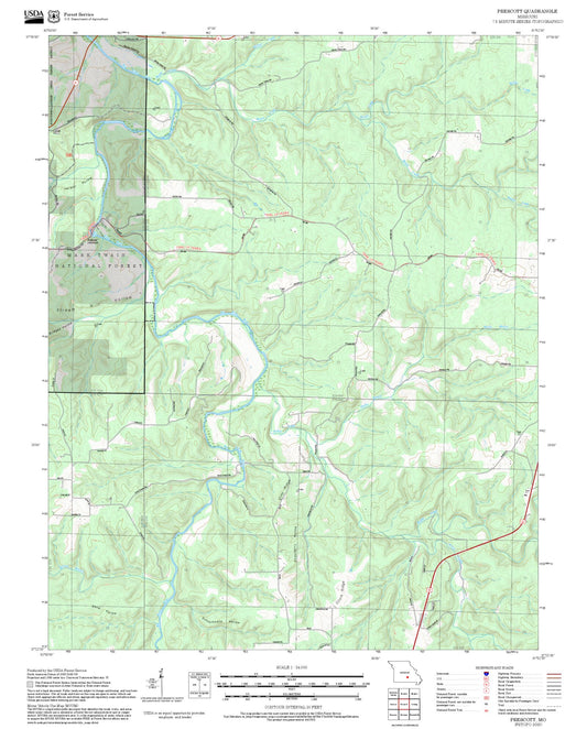 2025 Forest Service Topo Map of Prescott Missouri