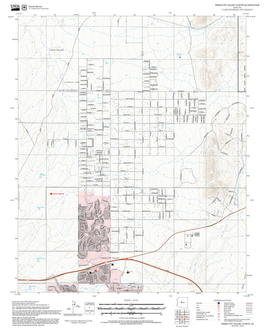 2025 Forest Service Topo Map of Prescott Valley North Arizona