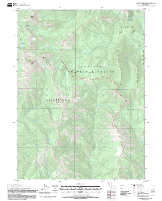 2025 Forest Service Topo Map of Preston Peak California