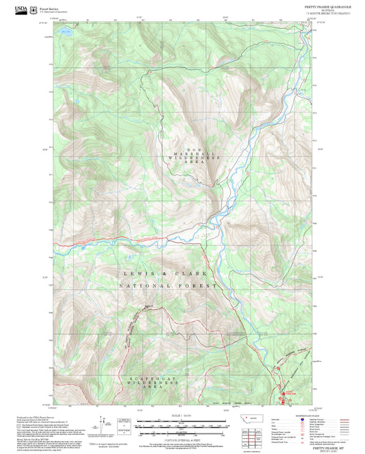 2025 Forest Service Topo Map of Pretty Prairie Montana