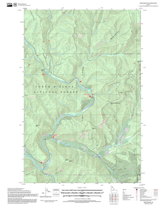 2025 Forest Service Topo Map of Prichard Idaho